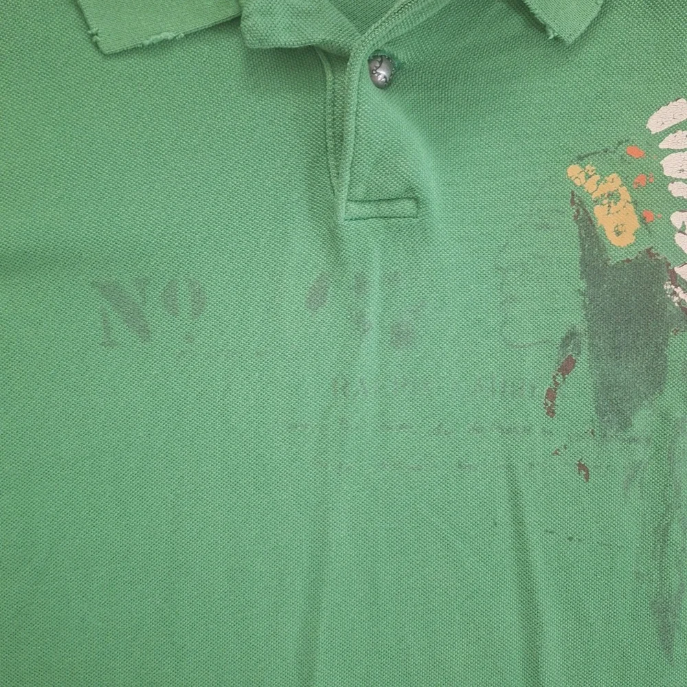Polo Ralph Lauren Custom Fit Vintage Native American Graphic Polo Green XL